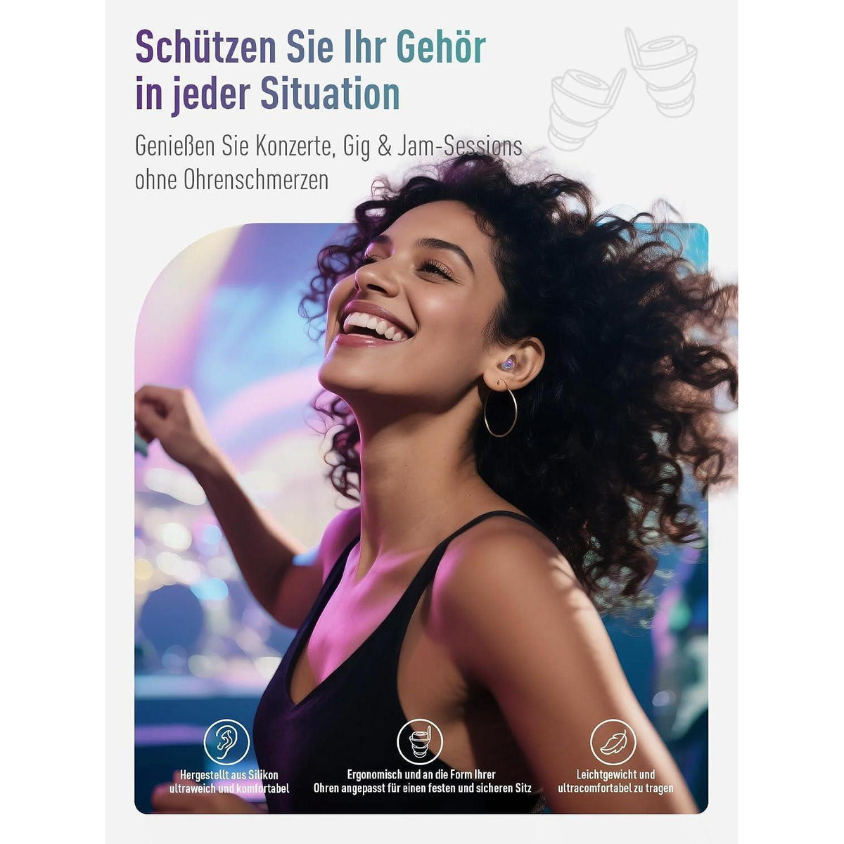 Gehörschutz Ohrstöpsel Silikon Lärmreduzierung Konzert Festival