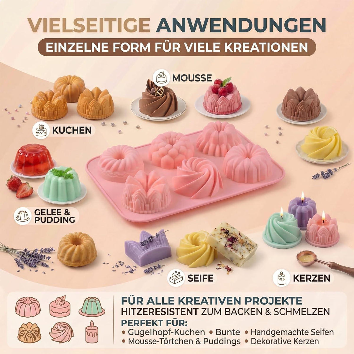 Mini Gugelhupfform Silikon 3er Set | 18 Mulden Backform