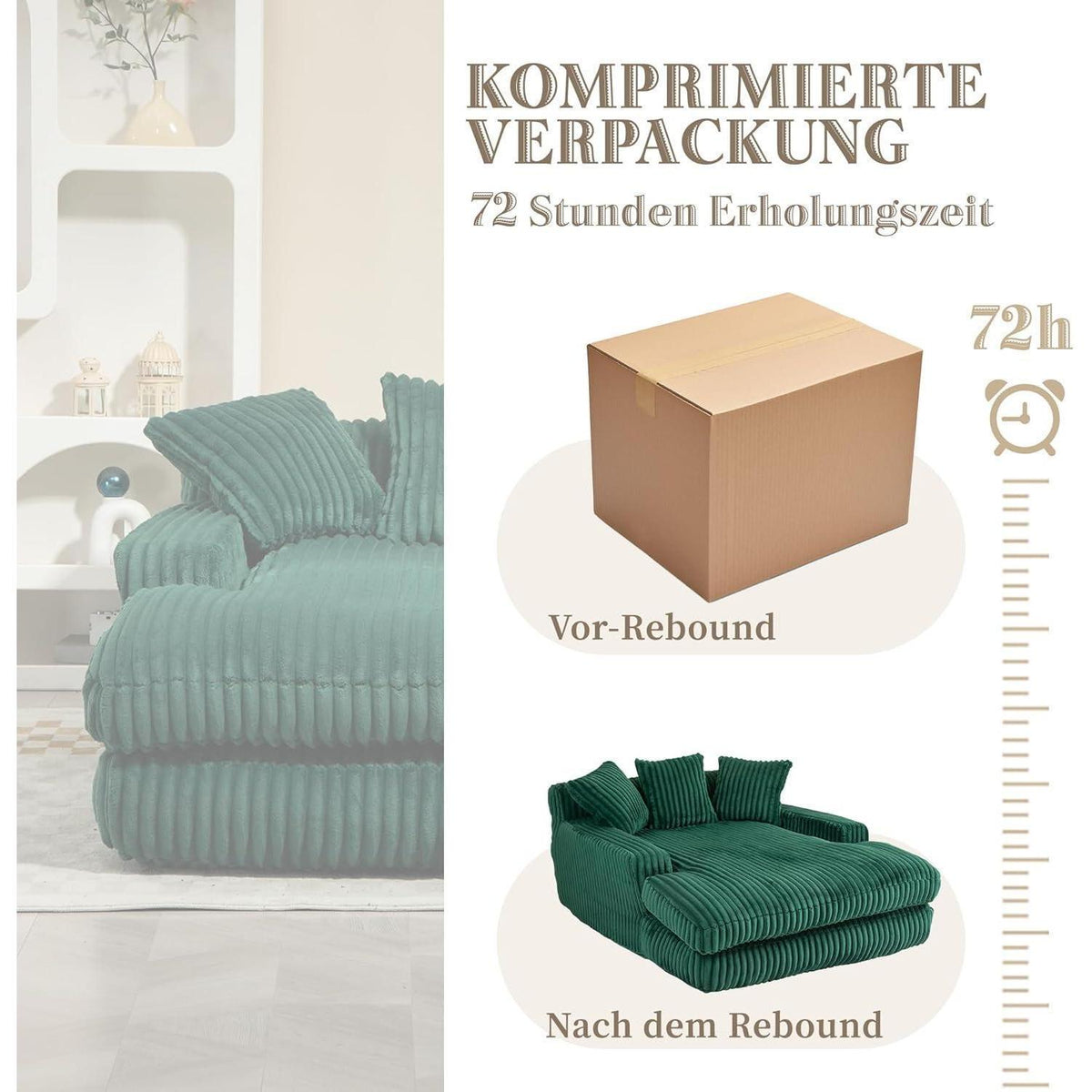 Boneless Couch: Bequemes Cord-Schlafsofa in Grün