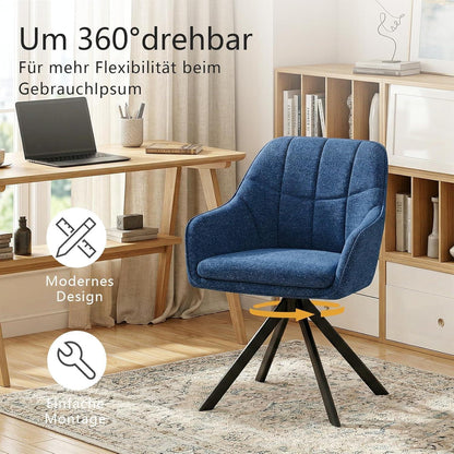 Drehbarer Esszimmerstuhl Set 6x – Dunkelblau, Chenille & Kratzschutz