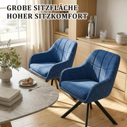 Drehbarer Esszimmerstuhl Set 6x – Dunkelblau, Chenille & Kratzschutz