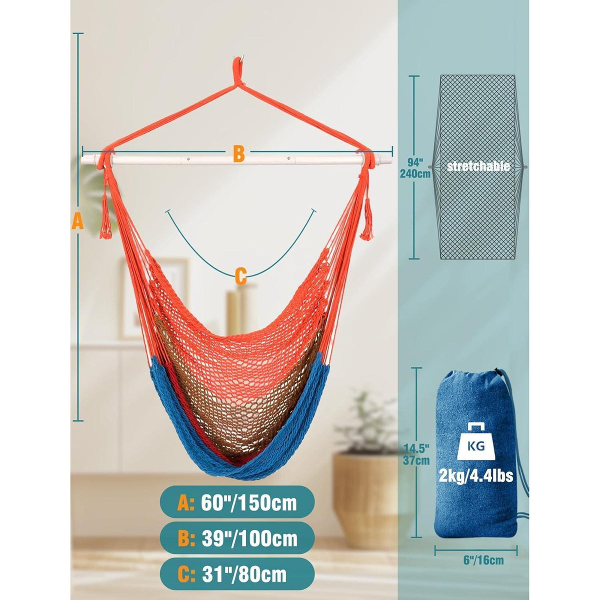Hängesessel aus Baumwolle – Bequemer Schaukelstuhl für Garten & Wohnzimmer