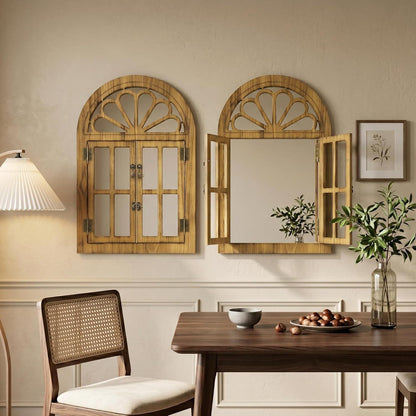 Fensterpaneel Spiegel mit Holzrahmen – 60x90 cm