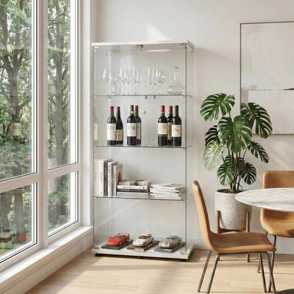 Glasvitrine Standvitrine Modern mit 2 Türen & 4 Böden