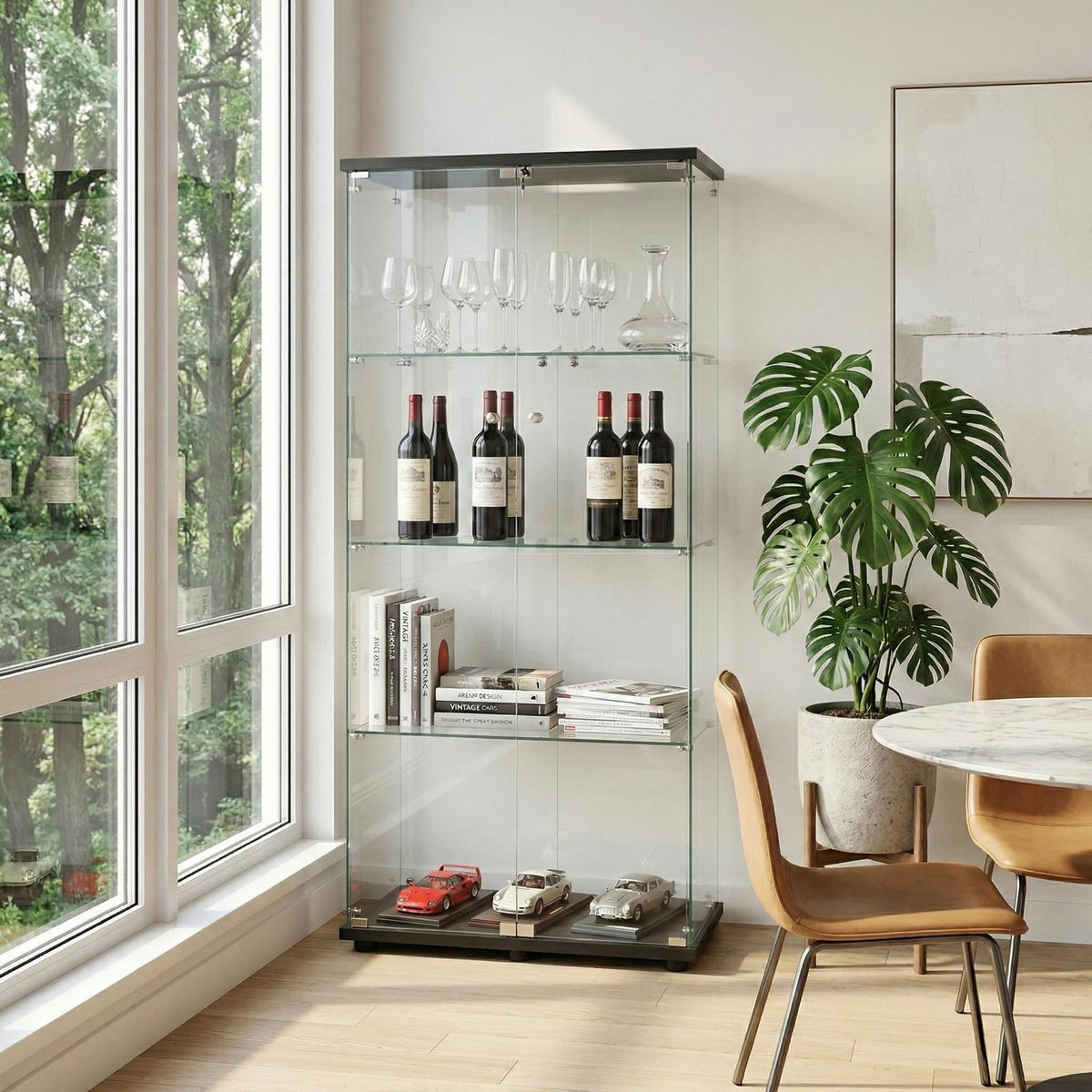 Glasvitrine Standvitrine Schwarz – Modern & 80x36x165cm