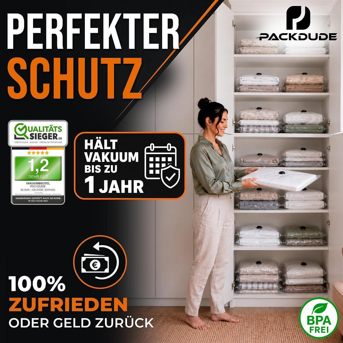 XXL Vakuumbeutel für Bettdecken & Kissen – 6er Set (130x90cm)