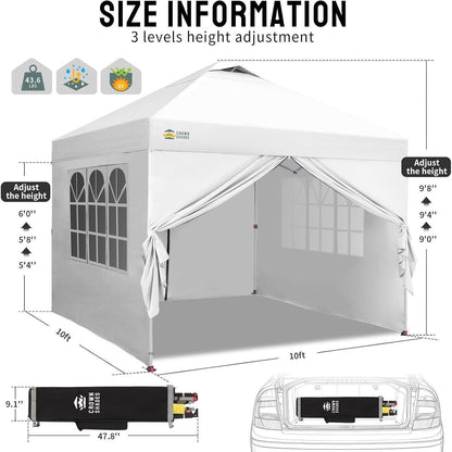 3x3m Pop-Up Pavillon wasserdicht mit Seitenwänden & UV-Schutz