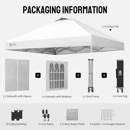 3x3m Pop-Up Pavillon wasserdicht mit Seitenwänden & UV-Schutz