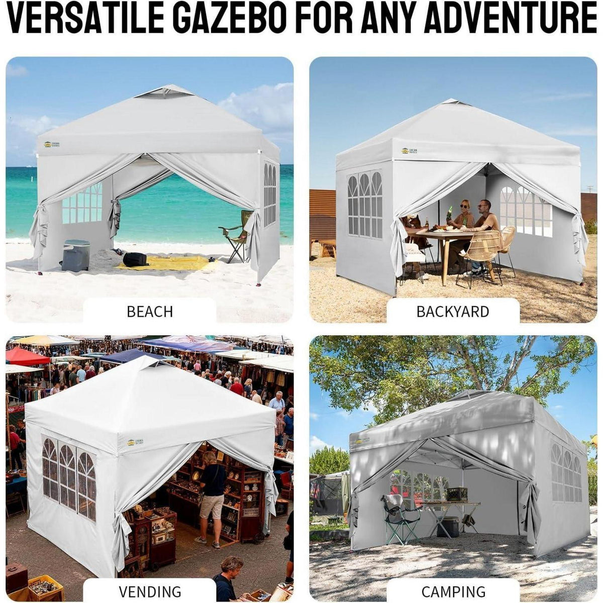 3x3m Pop-Up Pavillon wasserdicht mit Seitenwänden & UV-Schutz