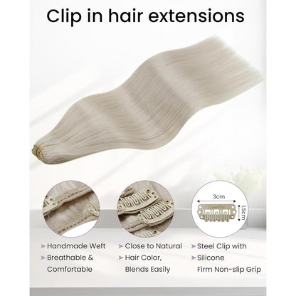 Echthaar Haarverlängerung Blond Clip-in 30cm #60