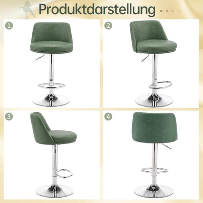 LEADZM Barhocker 2er Set, Höhenverstellbar, Dunkelgrün