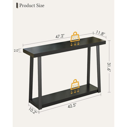 Konsolentisch Holz Schwarz – 2-Stufig mit Stauraum