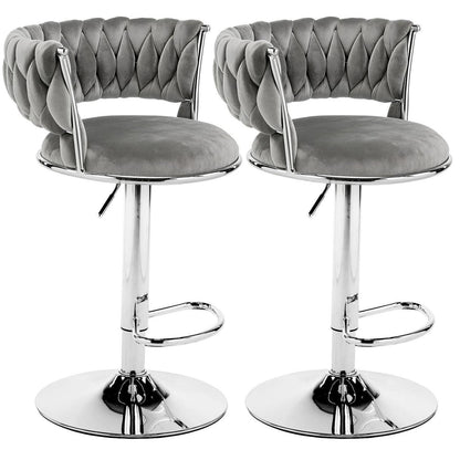 LEADZM Barhocker 2er Set, Höhenverstellbar, Samtsitz Dunkelgrau