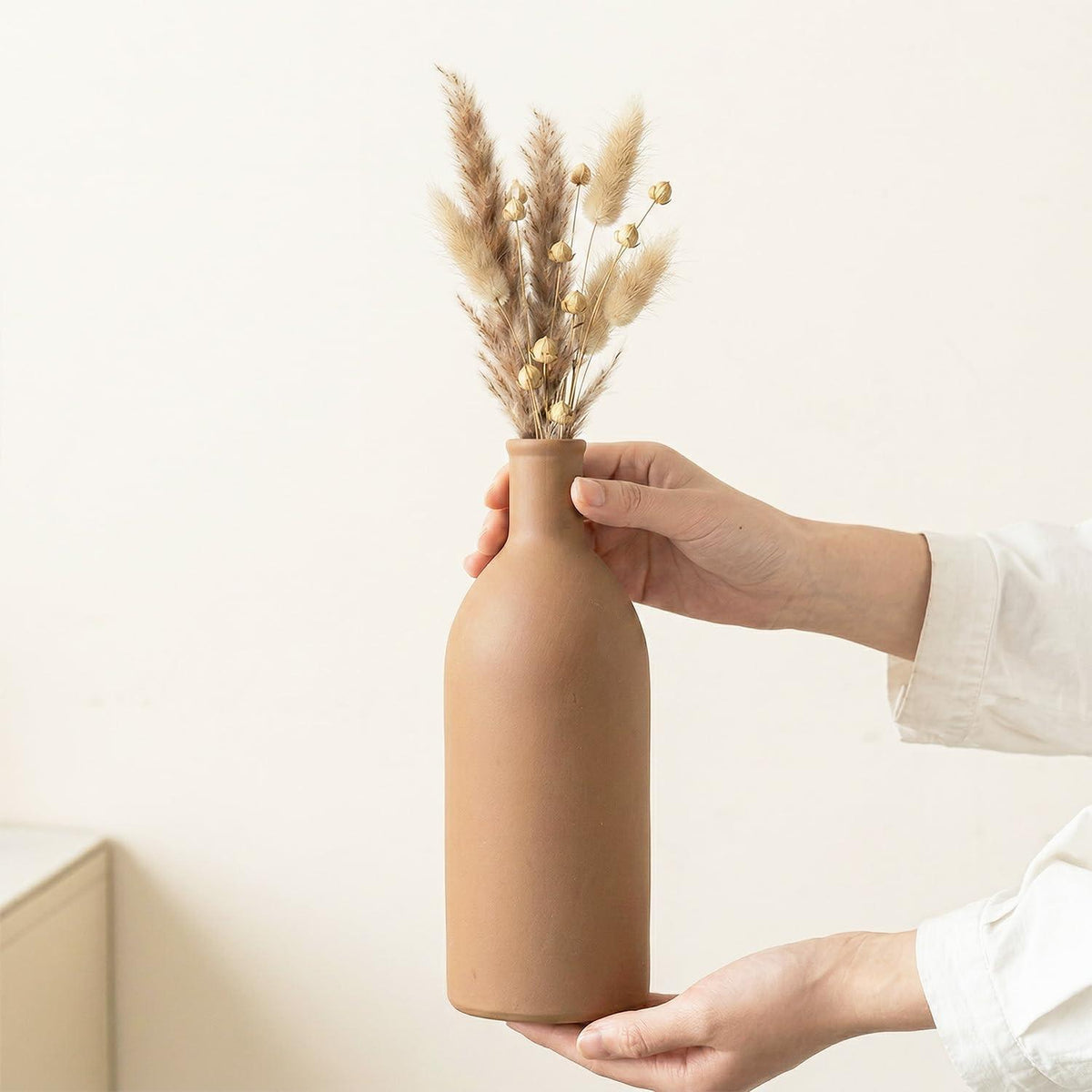 Keramik Vasen Set 3-teilig | Beige & Braun | Boho Skandi Deko