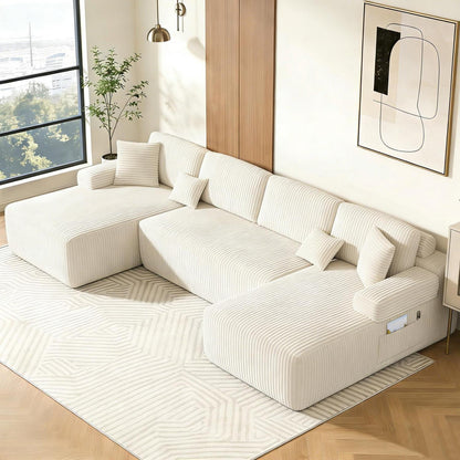 Modulares Cord Sofa U-Form – Tiefes Sitzsofa für Wohnzimmer