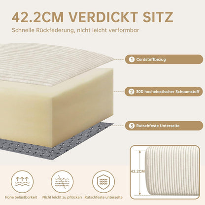 Modulares Cord Sofa U-Form – Tiefes Sitzsofa für Wohnzimmer