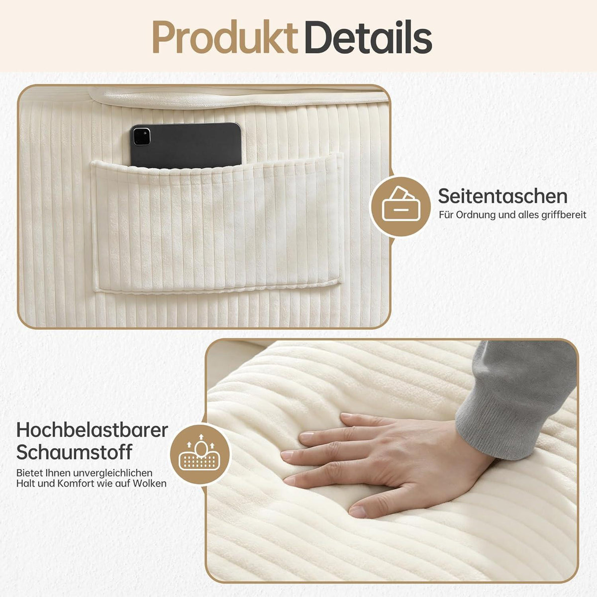 Modulares Cord Sofa U-Form – Tiefes Sitzsofa für Wohnzimmer