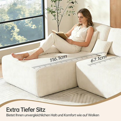 Modulares Cord Sofa U-Form – Tiefes Sitzsofa für Wohnzimmer