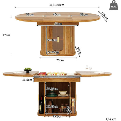 Ausziehbarer Esstisch Walnut – 118-158 cm, Platz für 6 Personen