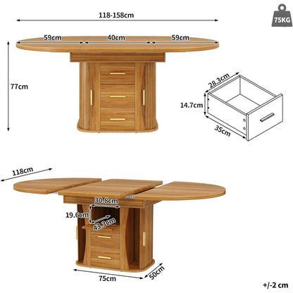 Ausziehbarer Esstisch Walnut – 118-158 cm, Platz für 6 Personen