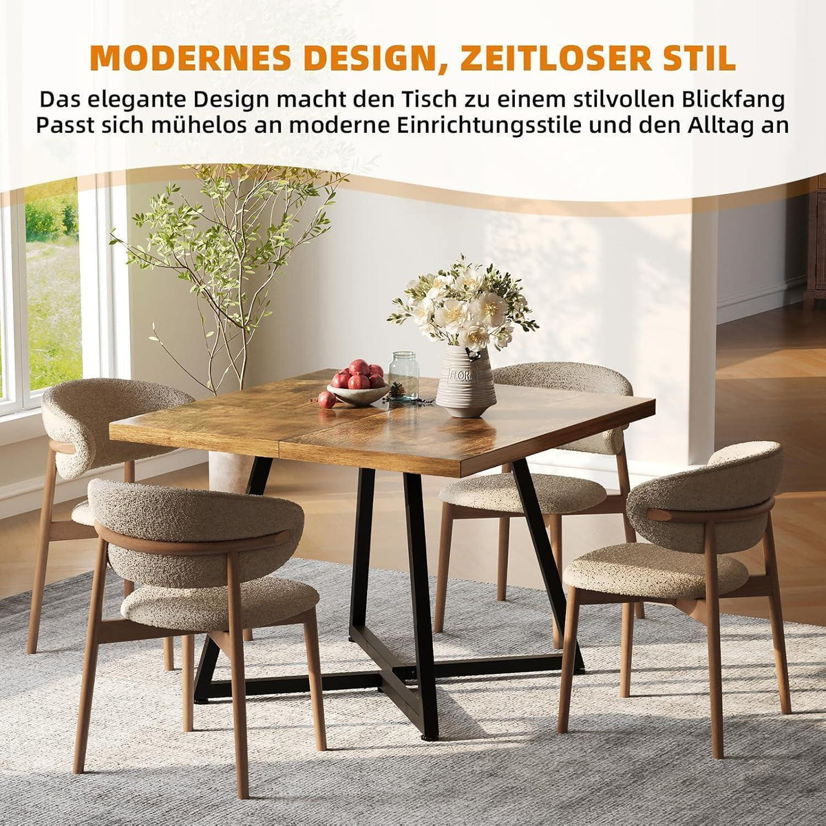 Kleiner Esstisch Holz 80x80 – Quadratischer Küchentisch für 4 Personen