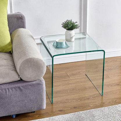 Moderner Glastisch U-Form – Beistelltisch für Sofa & Bett