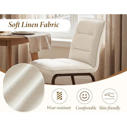 Moderner Esszimmerstuhl 2er Set mit Leinenbezug, Beige