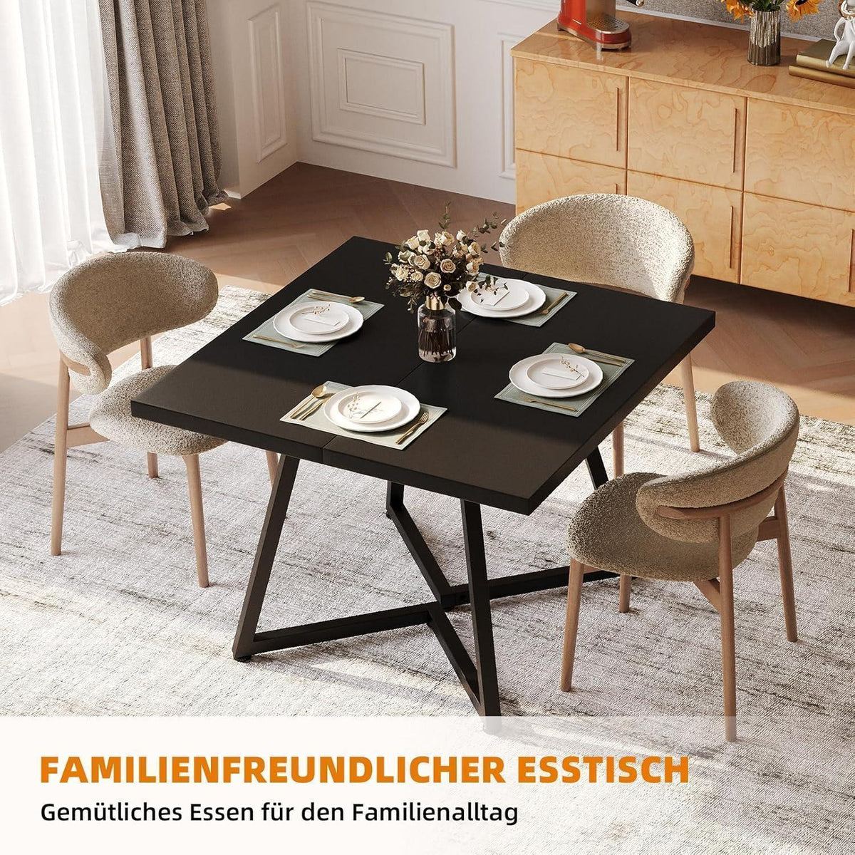 Kleiner Esstisch Holz 80x80 cm – Quadratischer Küchentisch Schwarz