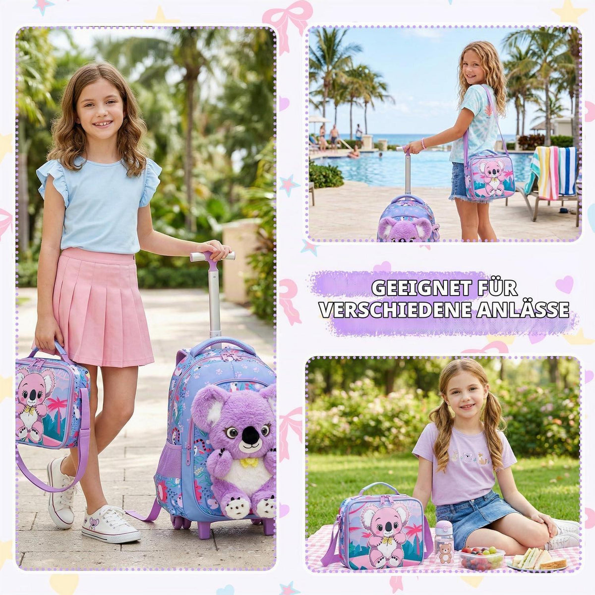 Schulrucksack Trolley Mädchen Koala – 3-teiliges Set