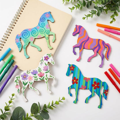 20 Holz Pferde zum Bemalen – Bastelset für DIY Deko & Geschenke