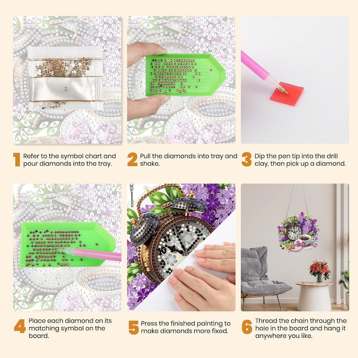 Blumen Kaffee Diamantmalerei Anhänger – DIY Fensterbild für Erwachsene