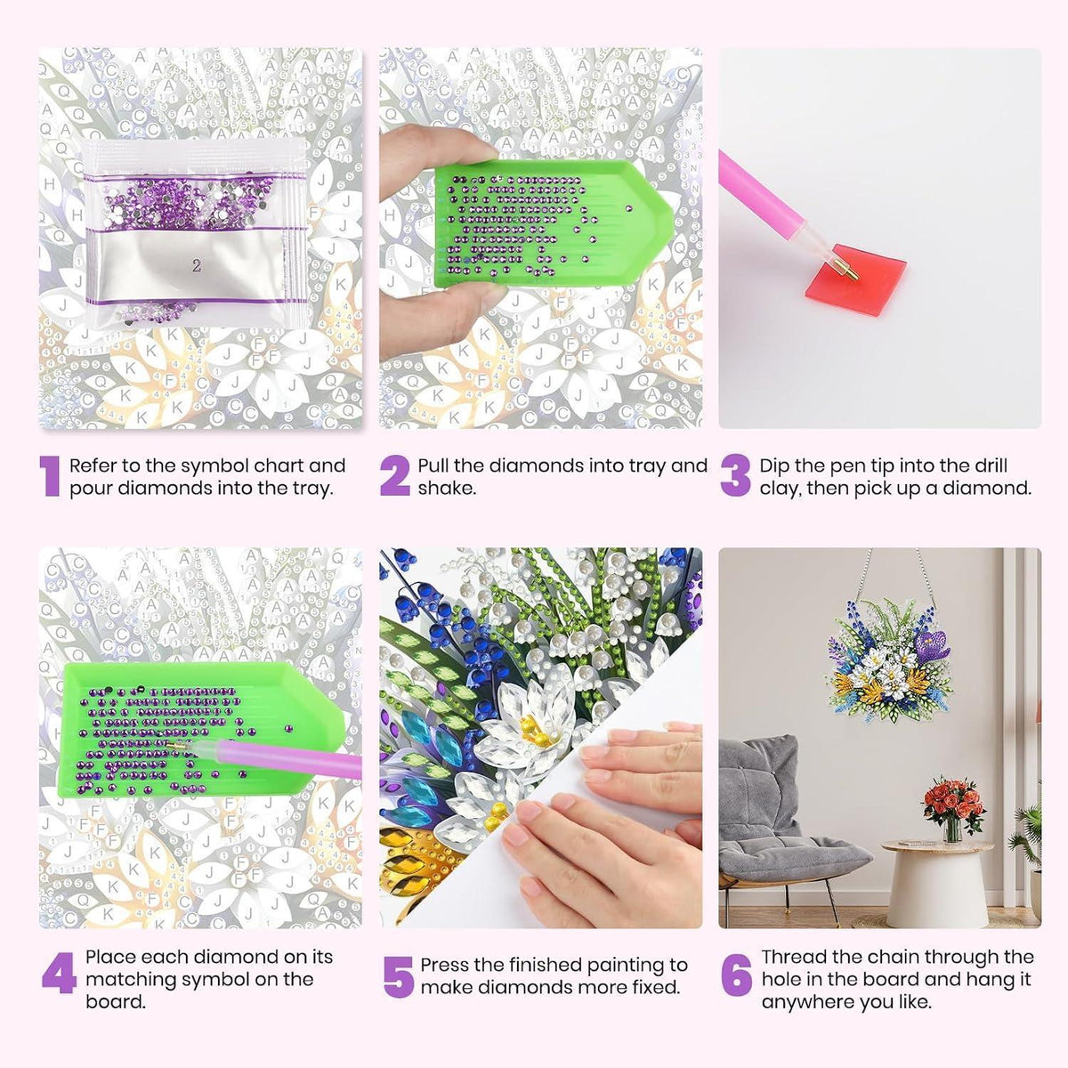 Diamantmalerei Krokus Blumenstrauß – DIY Fensterbild & Wanddeko