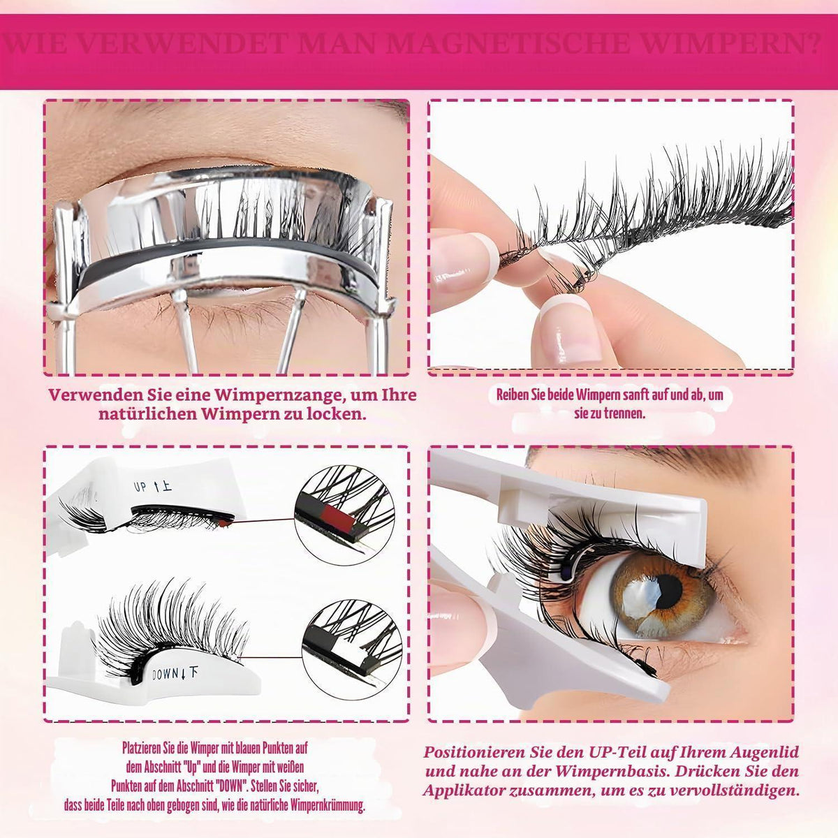 Magnetische Wimpern Set ohne Kleber – Natürlicher Look & Applikator