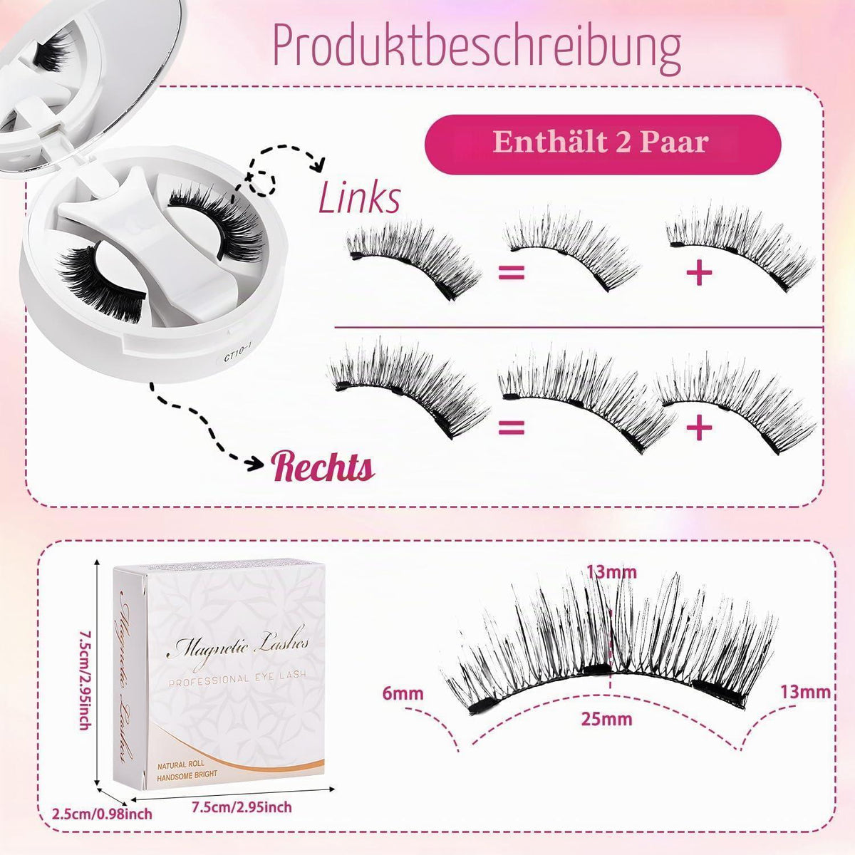 Magnetische Wimpern Set ohne Kleber – Natürlicher Look & Applikator