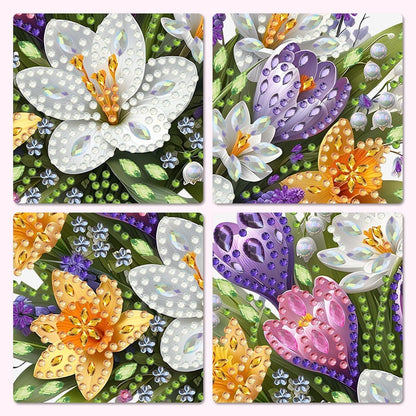 Diamantmalerei Krokusse Blumen DIY Hängebild für Erwachsene