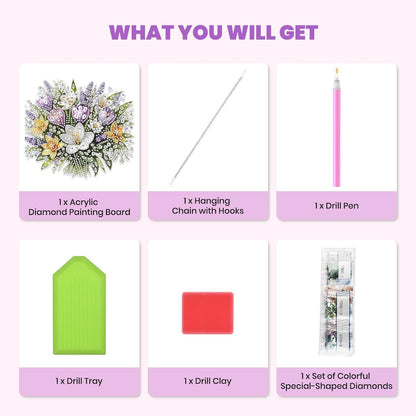 Diamantmalerei Krokusse Blumen DIY Hängebild für Erwachsene