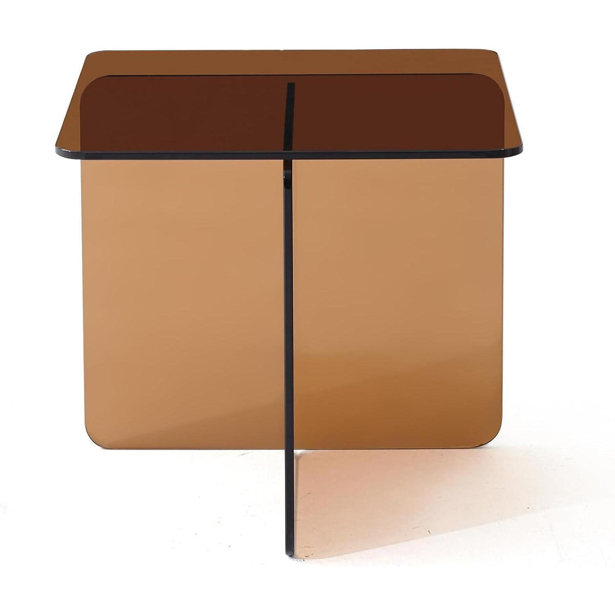 Beistelltisch Gehärtetes Glas Braun Modern 45x45x41cm