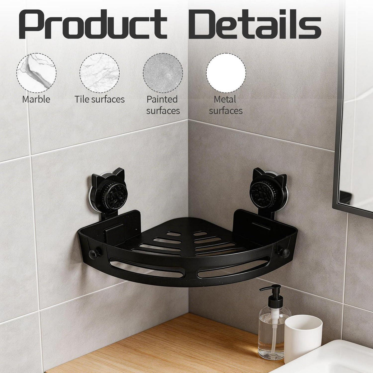 Duschablage Eckregal ohne Bohren – 2er Set Schwarz