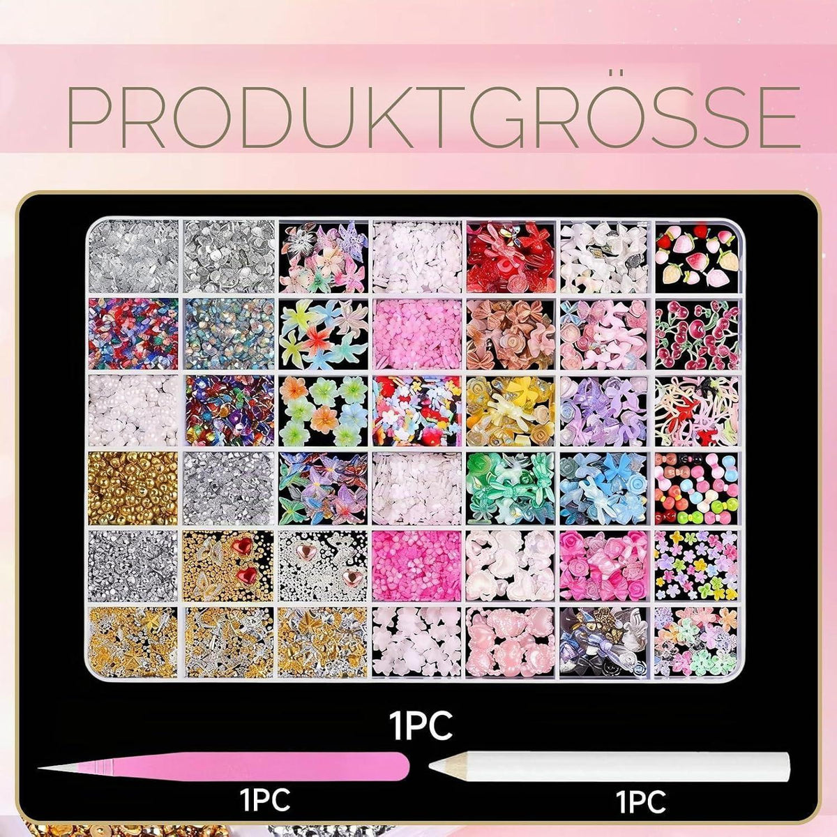 6000+ Nail Art Charms Set mit Strasssteinen & Zubehör