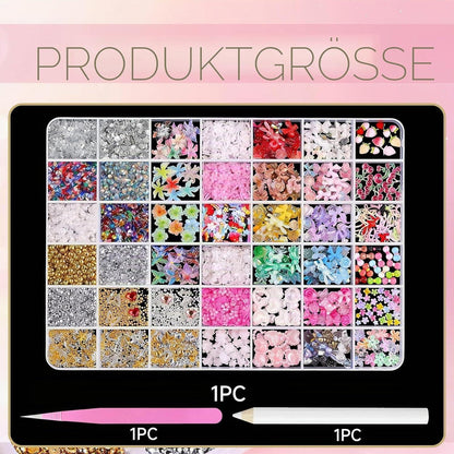 6000+ Nail Art Charms Set mit Strasssteinen & Zubehör