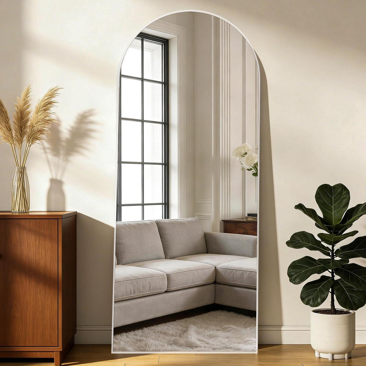 Ganzkörperspiegel Bogen 165x60cm – Stand- & Wandspiegel Weiß