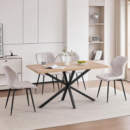 Modernes Esszimmer-Set mit Tisch (140x80cm) & 4 weißen Stühlen