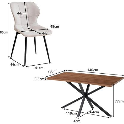 Modernes Esszimmer-Set mit Tisch (140x80cm) & 4 weißen Stühlen