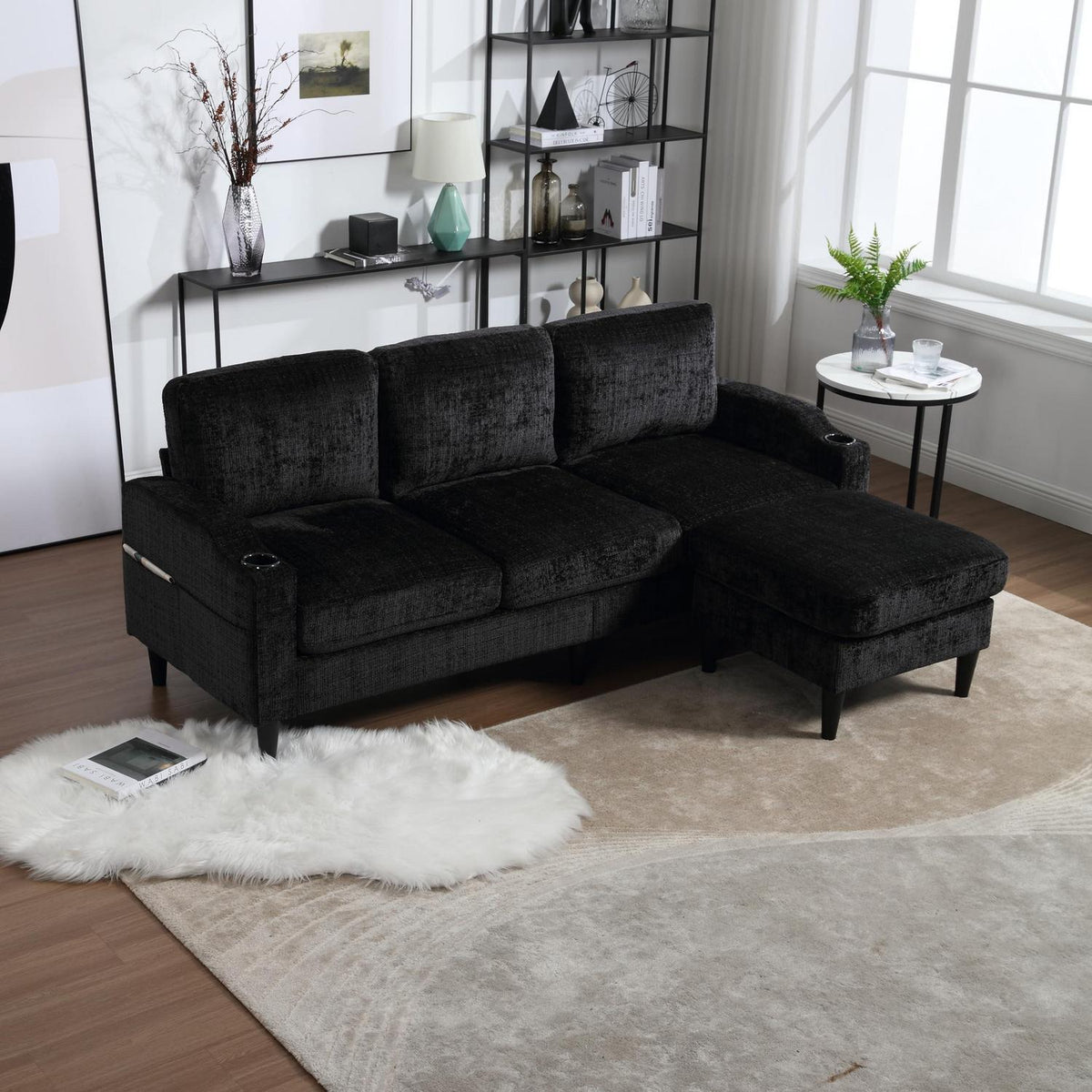 Ecksofa mit Schlaffunktion, 4-Sitzer, Dunkelgrün