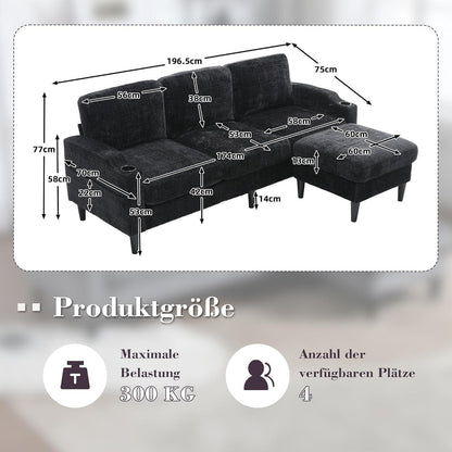 Ecksofa mit Schlaffunktion, 4-Sitzer, Dunkelgrün
