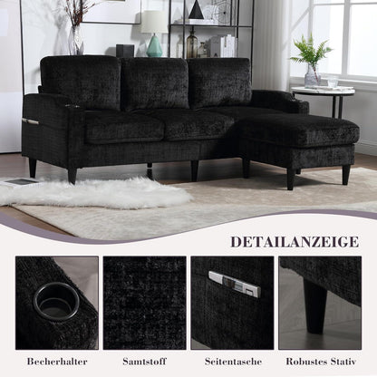 Ecksofa mit Schlaffunktion, 4-Sitzer, Dunkelgrün