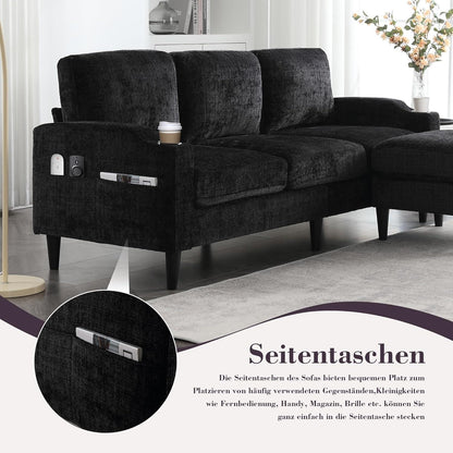 Ecksofa mit Schlaffunktion, 4-Sitzer, Dunkelgrün