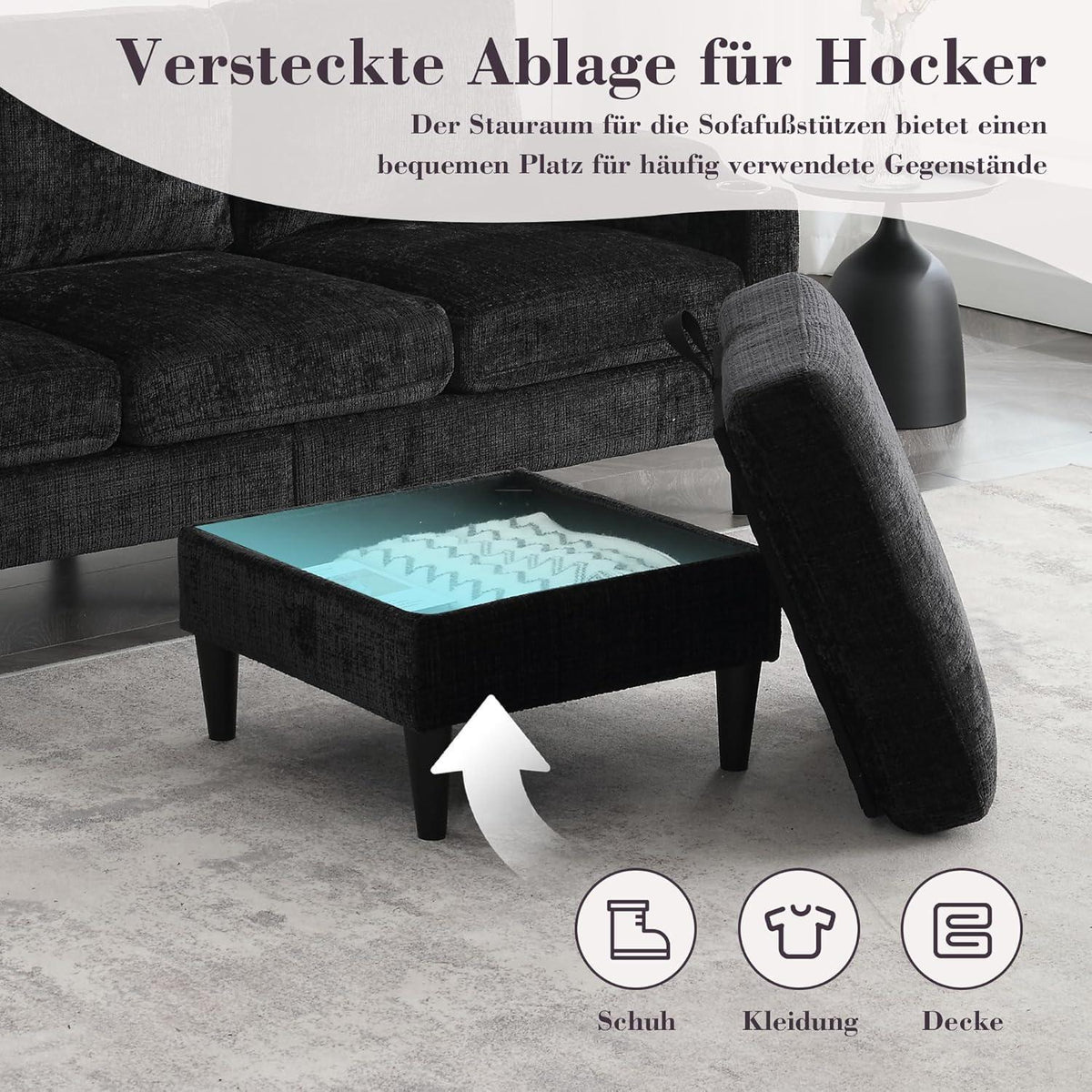 Ecksofa mit Schlaffunktion, 4-Sitzer, Dunkelgrün
