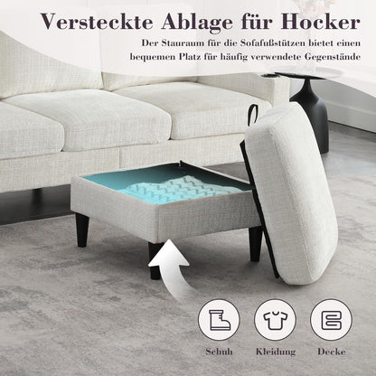 Ecksofa mit Schlaffunktion, 4-Sitzer, Gelb