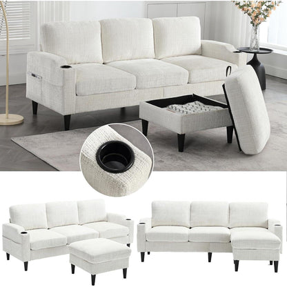 Ecksofa mit Schlaffunktion, 4-Sitzer, Gelb